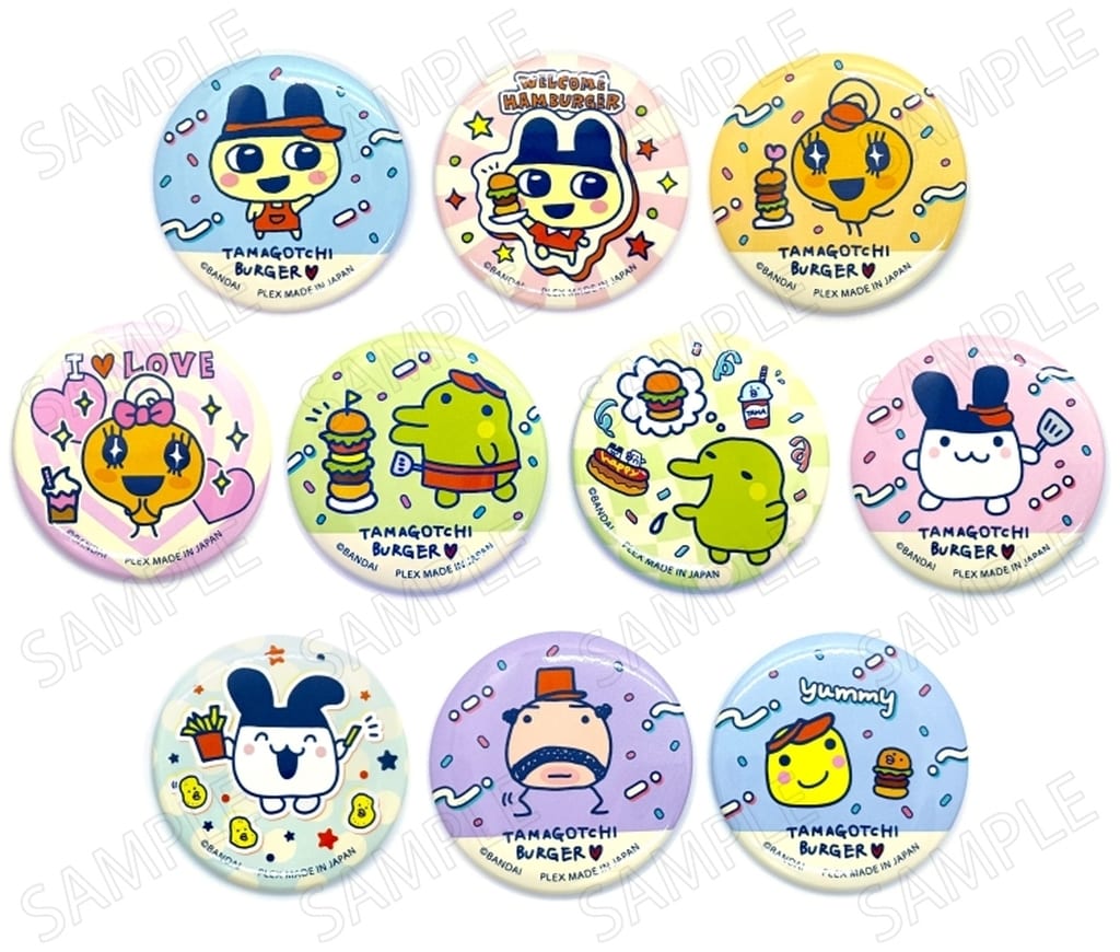 Tamagotchi Welcome Burger 10-Button Badge Collection Set