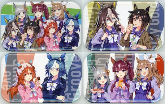 Umamusume Pretty Derby × FamilyMart 5th Anniversary Original Can Badge Set — 4 Badges (Approx. 4.5×7 cm) (Used)