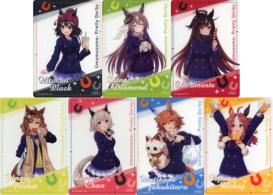 Umamusume Pretty Derby × 7-Eleven 3rd Anniversary Clear Card Promotional Set — 7 Cards (Full Set, Used)