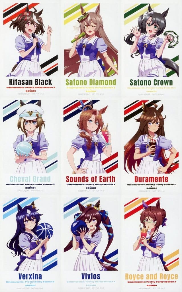 Umamusume Pretty Derby (Season 3) Illustration Card Full 9-Card Set - ROUND1 Purchase Bonus / SNS Follow & Repost Campaign Winner (80×50mm, Used)