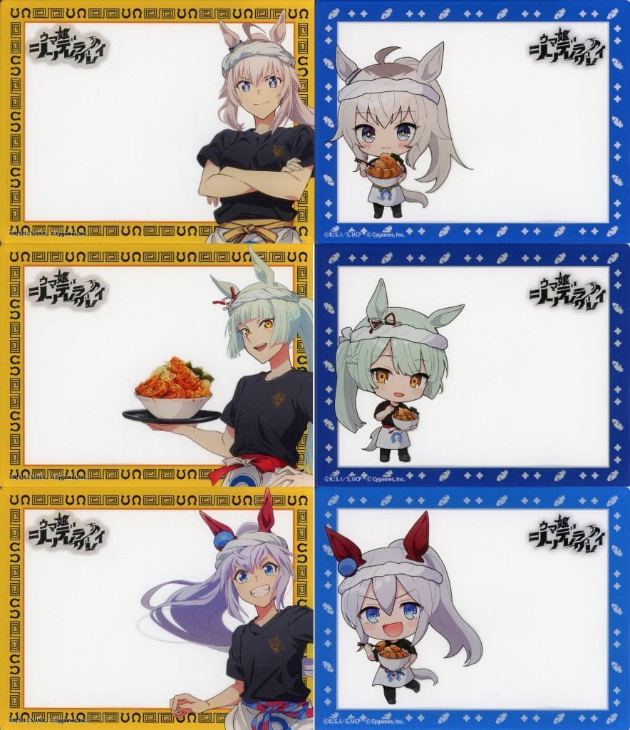 Oguri Cap / Fujimasa March / Tamamo Cross Acrylic Card 6-Piece Set - Umamusume: Cinderella Gray × Yarou Ramen Acrylic Card 01 Ramen Shop ver. (A3, 90×70mm, Used)