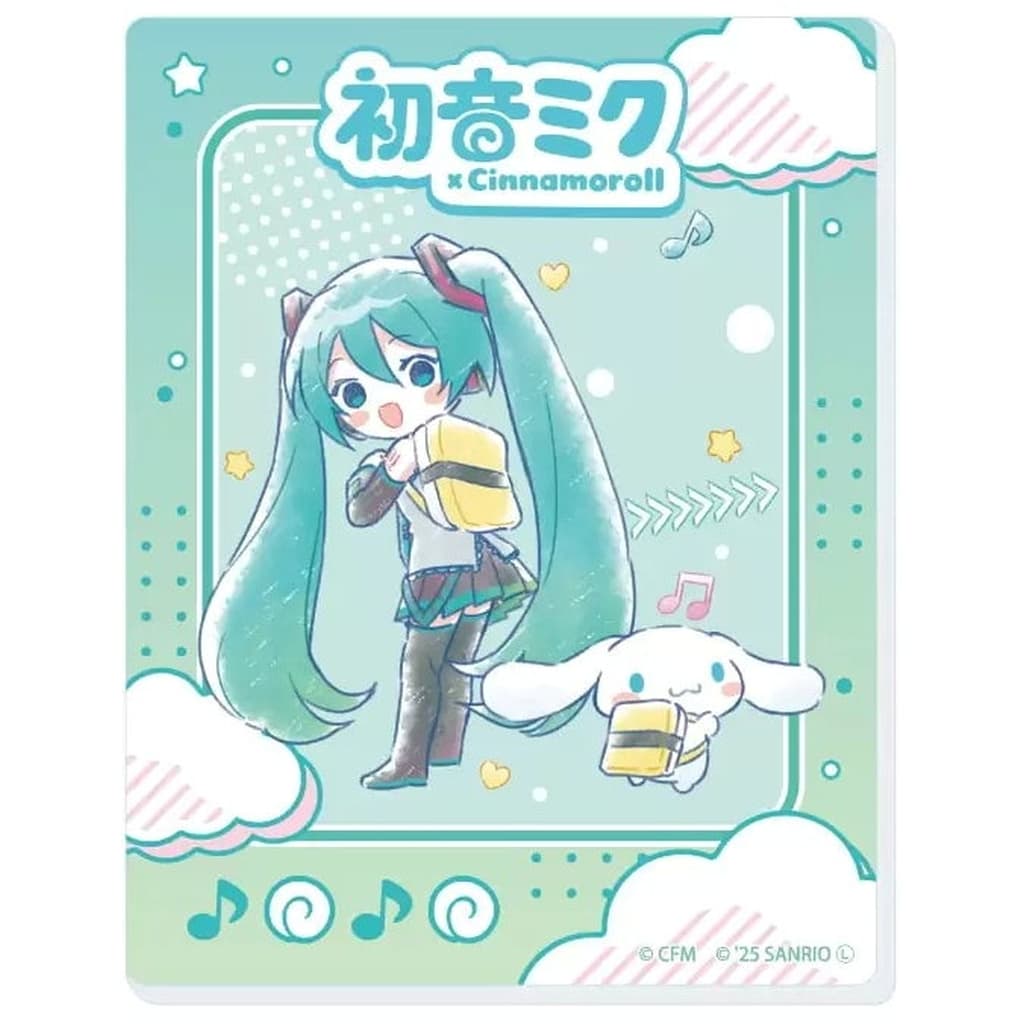 Hatsune Miku × Cinnamoroll Acrylic Card 03 Collaboration Illustration - A3 Brand (Approx. 70×90mm / 2.76×3.54 in) - Used