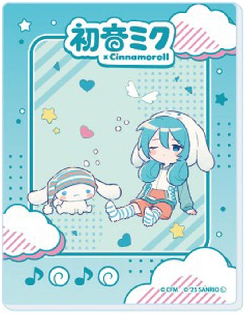 Hatsune Miku × Cinnamoroll Acrylic Card 04 — Collaboration Illustration — A3 Brand — Approx. 70×90 mm (Pre-owned)