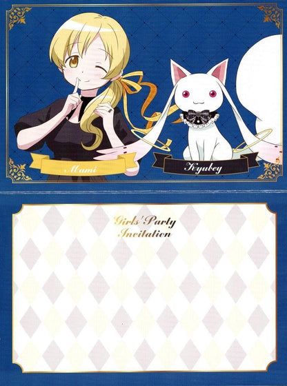Mami Tomoe & Kyubey Sparkling Invitation Card - Puella Magi Madoka Magica Cafe Pre-Order Bonus (Approx. 148 x 100 mm, Pre-owned)