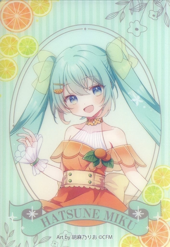 Hatsune Miku Clear Card (Half-Body Portrait) - Citrus MIKU Lottery G Prize, 8.5cm FuRyu (Used)