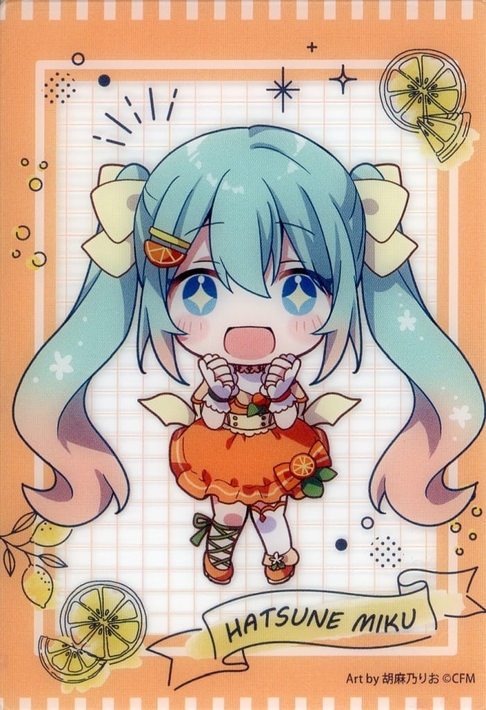 Hatsune Miku Mini Chibi Clear Card (Orange Frame) - Citrus MIKU Lottery G Prize - FURYU - 8.5cm (Used)