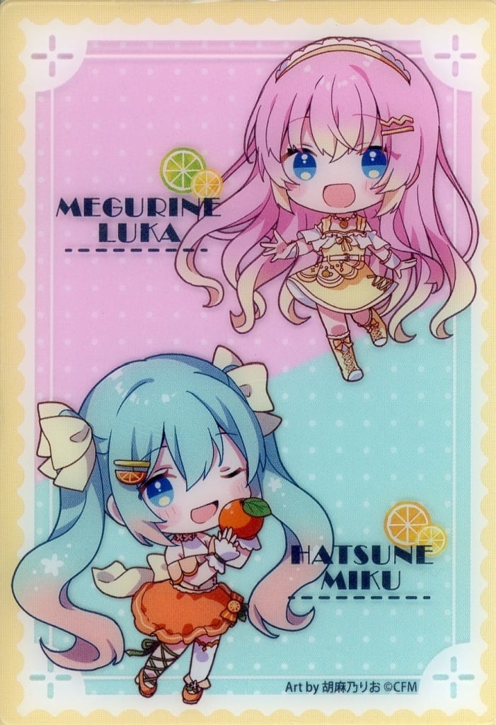 Hatsune Miku & Megurine Luka Mini Chibi Clear Card - FURYU Citrus MIKU Lottery G Prize - 8.5cm (Pre-owned)