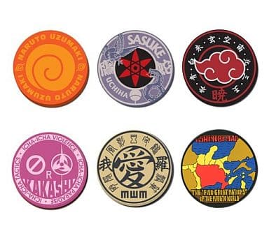 Naruto Shippuden Rubber Coaster Complete Set of 6 Designs, Approx. 9 cm, Soft PVC