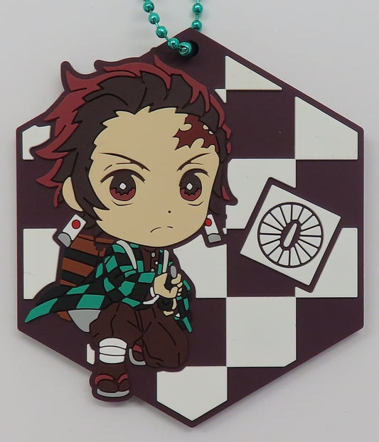 Tanjiro Kamado Rubber Coaster, Kyun-Chara Illustrations, Demon Slayer: Kimetsu no Yaiba Ichiban Kuji J Prize, Length Approx. 8 cm