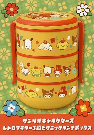 Sanrio Characters Retro Flower 3-Tier Picnic Lunch Box
