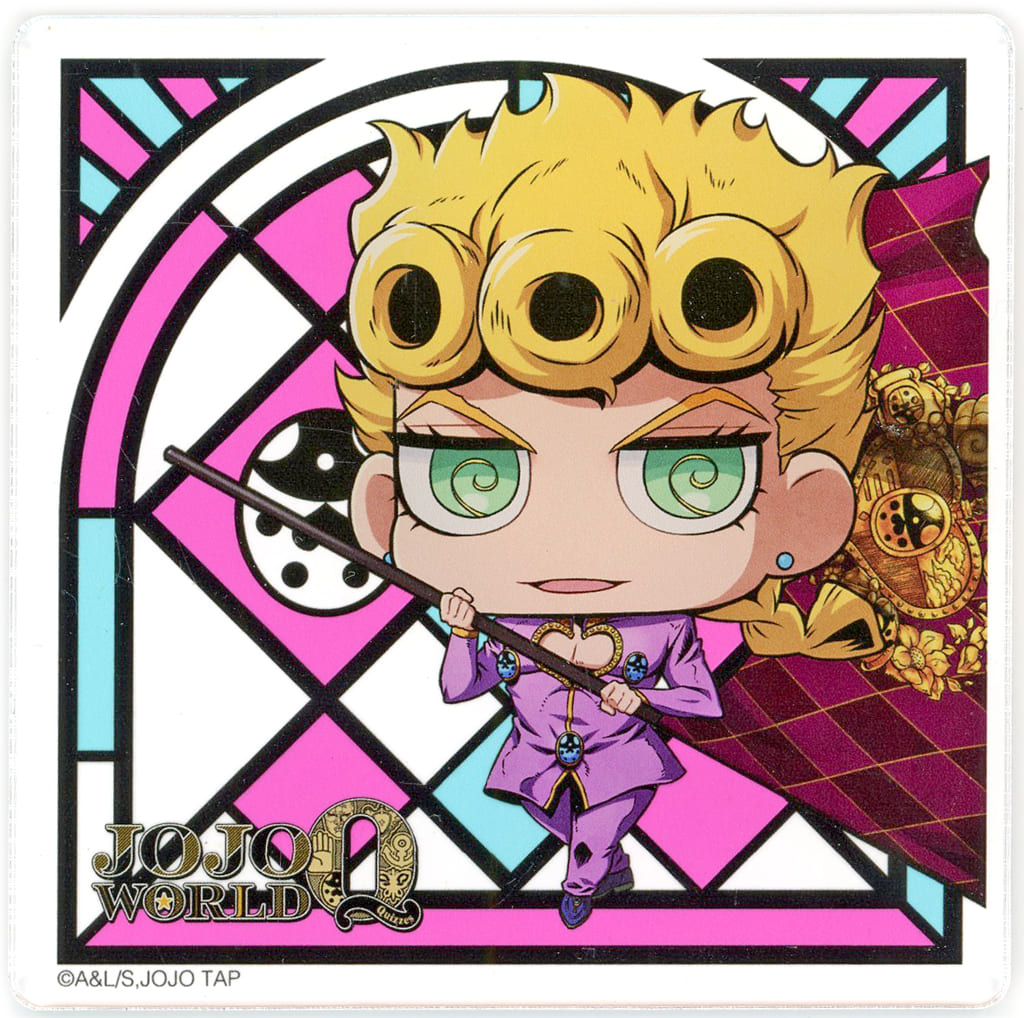 Giorno Giovanna Acrylic Coaster - JoJo's Bizarre Adventure JOJO WORLD Quizzes Promo (Approx. 90 x 90 mm) Bandai Namco Amusement