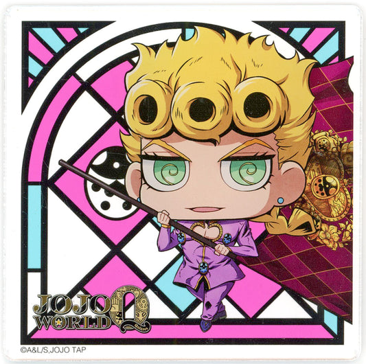 Giorno Giovanna Acrylic Coaster - JoJo's Bizarre Adventure JOJO WORLD Quizzes Promo (Approx. 90 x 90 mm) Bandai Namco Amusement