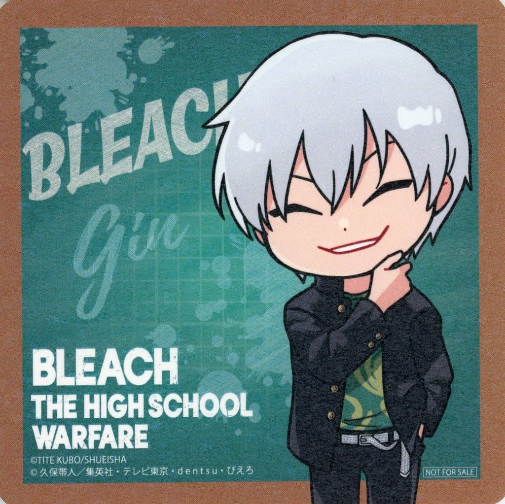 BLEACH Gin Ichimaru Deformed Illustration Coaster Cafe Fan Base Bonus