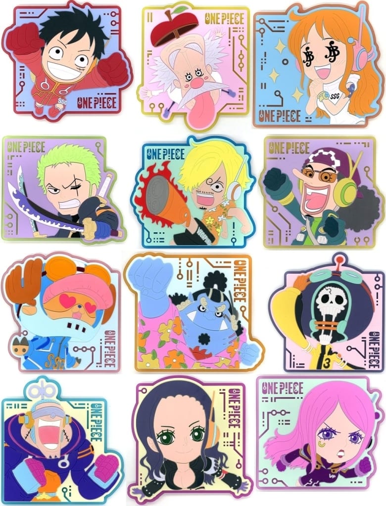 One Piece EGGHEAD Arc Ichiban Kuji J Prize Rubber Coaster Complete Set of 12 by BANDAI SPIRITS, Approx. 10 cm