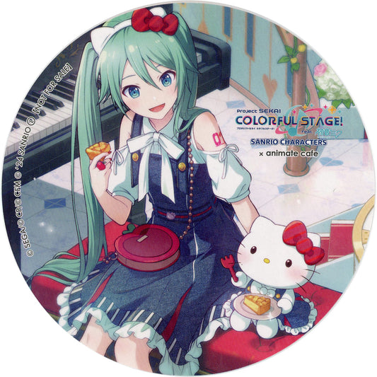 Hatsune Miku & Hello Kitty Hologram Coaster - Project SEKAI: Colorful Stage! feat. Hatsune Miku × Sanrio × animate cafe (Animate Promo, 90mm, Used)