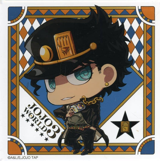 Jotaro Kujo Acrylic Coaster - JoJo's Bizarre Adventure JOJO WORLD 3 Soft Drink Promotional Item (Approx. 90 x 90 mm)
