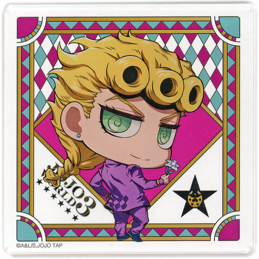 Giorno Giovanna Acrylic Coaster - JoJo's Bizarre Adventure JOJO WORLD 3 Promo (Approx. 90 x 90 mm, Bandai Namco Amusement)