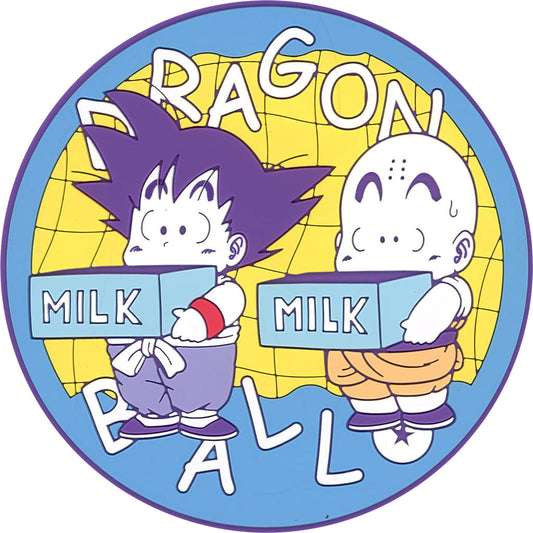 Son Goku & Krillin Rubber Coaster - Dragon Ball SNAP COLLECTION 2 Ichiban Kuji G Prize, Approx. 9 cm