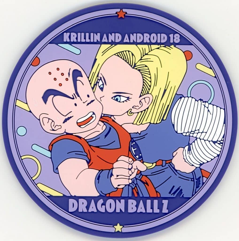 Krillin and Android 18 Rubber Coaster G Prize from Dragon Ball Ichiban Kuji Fantastic Adventure 2 by BANDAI SPIRITS, Approx. 8 cm
