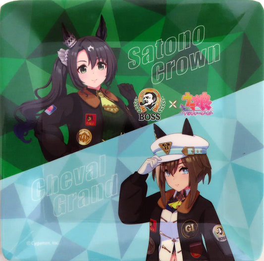 Satono Crown & Cheval Grand Original Plate - Umamusume Pretty Derby × SUNTORY BOSS Promo Plate 13×13 cm (Pre-owned)