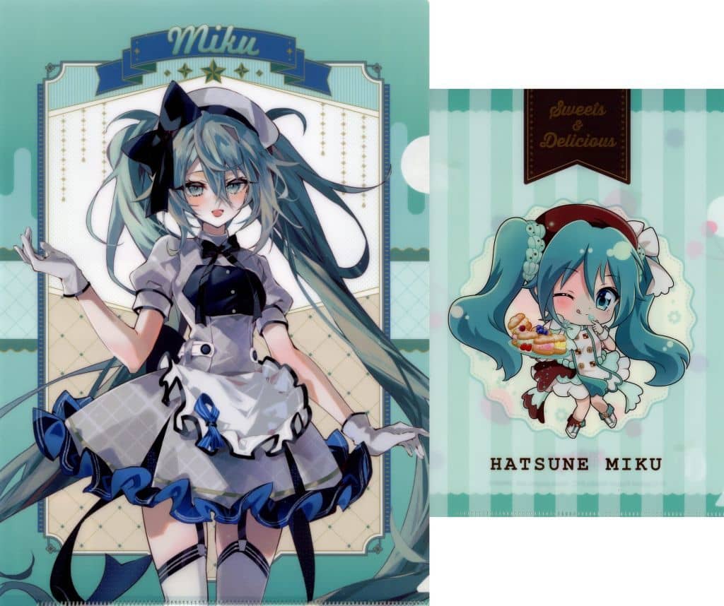 Hatsune Miku (Pâtissier) Clear File Set - 2pcs A4/A5 Compatible - Hatsune Miku Entertainment Kuji 2024 Clear File Prize (Used)