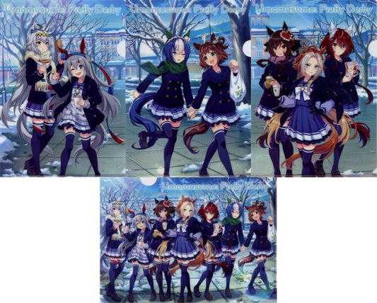 Oguri Cap, Tamamo Cross, Rhein Kraft & Cesario, Orfevre & Gentildonna & Win Variation A4 Clear File 4-Set - Umamusume Pretty Derby × 7-Eleven 4th Anniversary Campaign Bonus (Used)