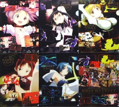 Madoka Kaname, Homura Akemi, Mami Tomoe, Kyouko Sakura & Sayaka Miki A4 Clear File B Set (Transformation) 6-Piece - Puella Magi Madoka Magica the Movie: Rebellion - SEGA/AG Square 2014 (Pre-owned)
