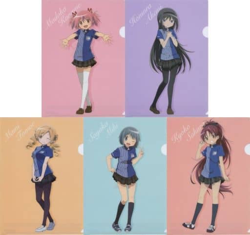 Puella Magi Madoka Magica Lawson 10th Anniversary A4 Clear File Complete 5-Design Set - Approx. 310 x 220 mm (Pre-owned)