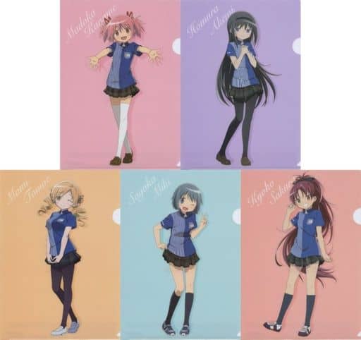 Puella Magi Madoka Magica Lawson 10th Anniversary A4 Clear File Complete 5-Design Set - Approx. 310 x 220 mm (Pre-owned)