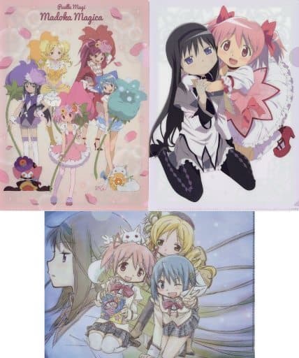 Puella Magi Madoka Magica 10th Anniversary x Lawson A4 Clear File 3-Piece Set (A4 Approx. 310 x 220 mm) - Pre-owned