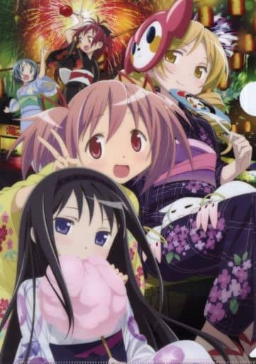 Puella Magi Madoka Magica A4 Clear File Archive - Group (5 Characters, Yukata) - Aniplex - Pre-owned