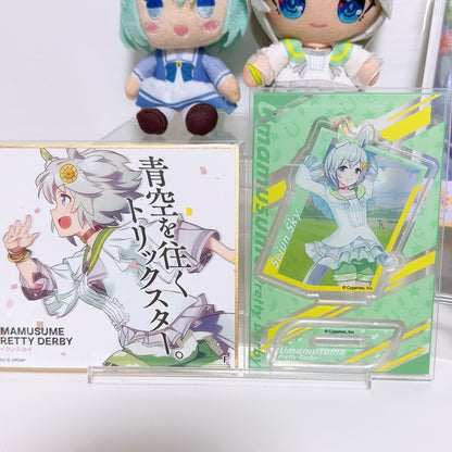 Seiun Sky Umamusume Pretty Derby Rare Collector's Bundle — Chibi Plush, Formeit Plush, Manju Mascot, Acrylic Plates, Mini Shikishi, Can Badge, Sarakore Ball Chain & Daiso Acrylic Stands