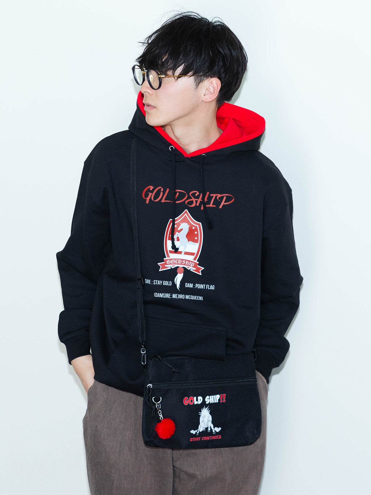 Gold Ship Hoodie (Black) - Brand New - Official JRA Racehorse Apparel - S/M/L/XL/XXL