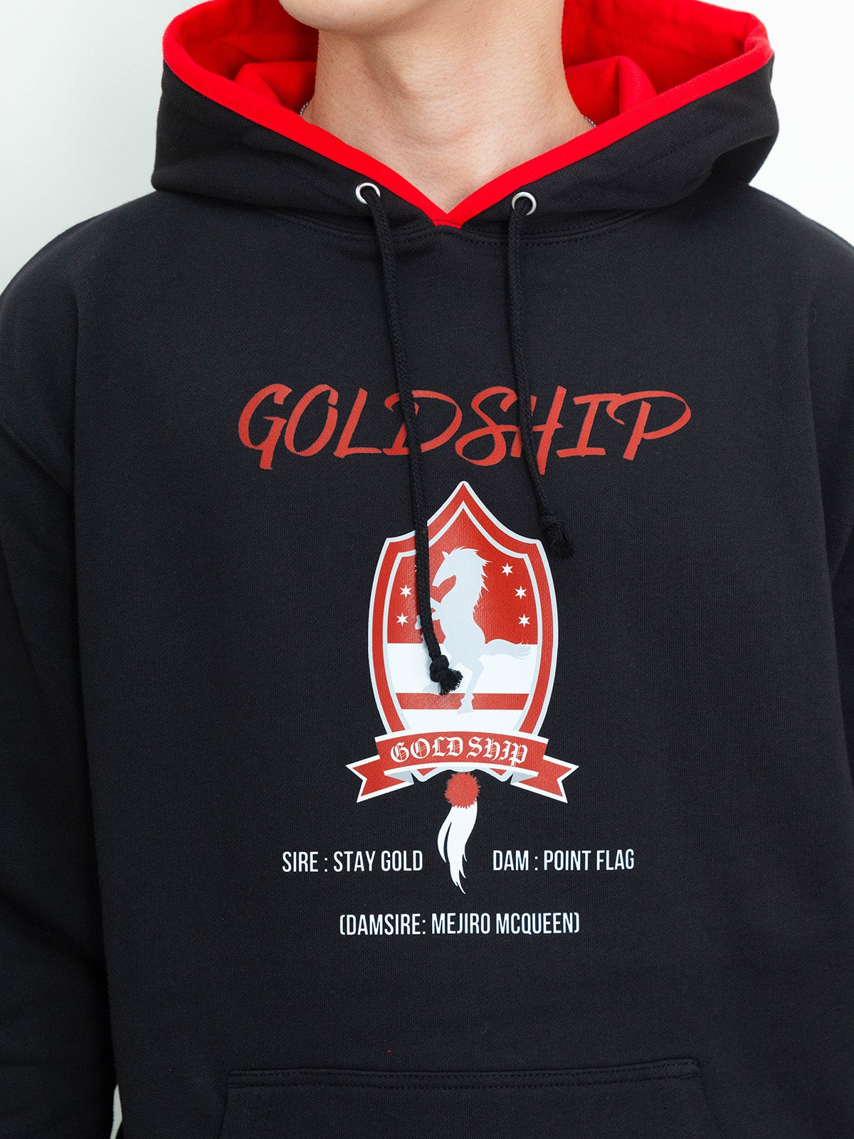 Gold Ship Hoodie (Black) - Brand New - Official JRA Racehorse Apparel - S/M/L/XL/XXL