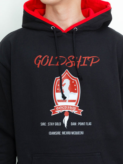 Gold Ship Hoodie (Black) - Brand New - Official JRA Racehorse Apparel - S/M/L/XL/XXL
