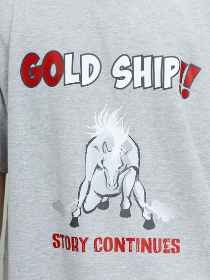 Gold Ship T-Shirt B (Grey) - Brand New - Official JRA Racehorse Apparel - S/M/L/XL/XXL