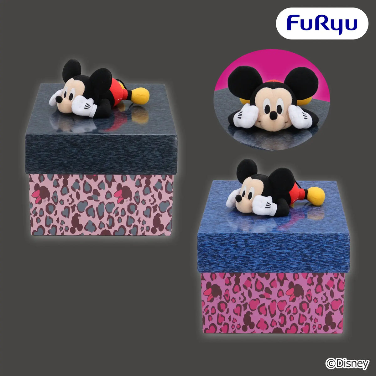 Mickey Mouse Minnie Mouse Gal-Style Leopard Plush Gift Box (2 Types, Complete Set Available) - FuRyu Prize - Disney