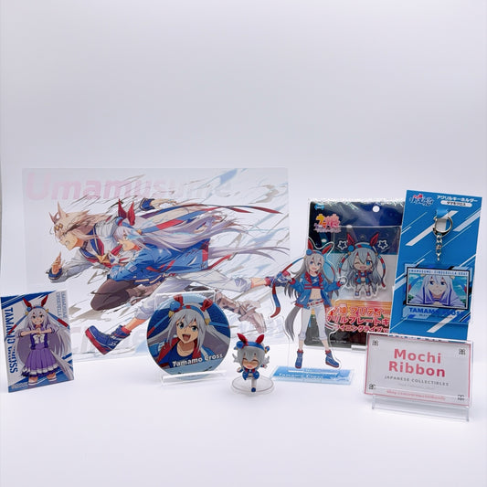 Tamamo Cross 7-Item Set - Acrylic Board with Oguri Cap, Acrylic Stand, Keychains, Can Badge & Mini Figure (Used) - Umamusume