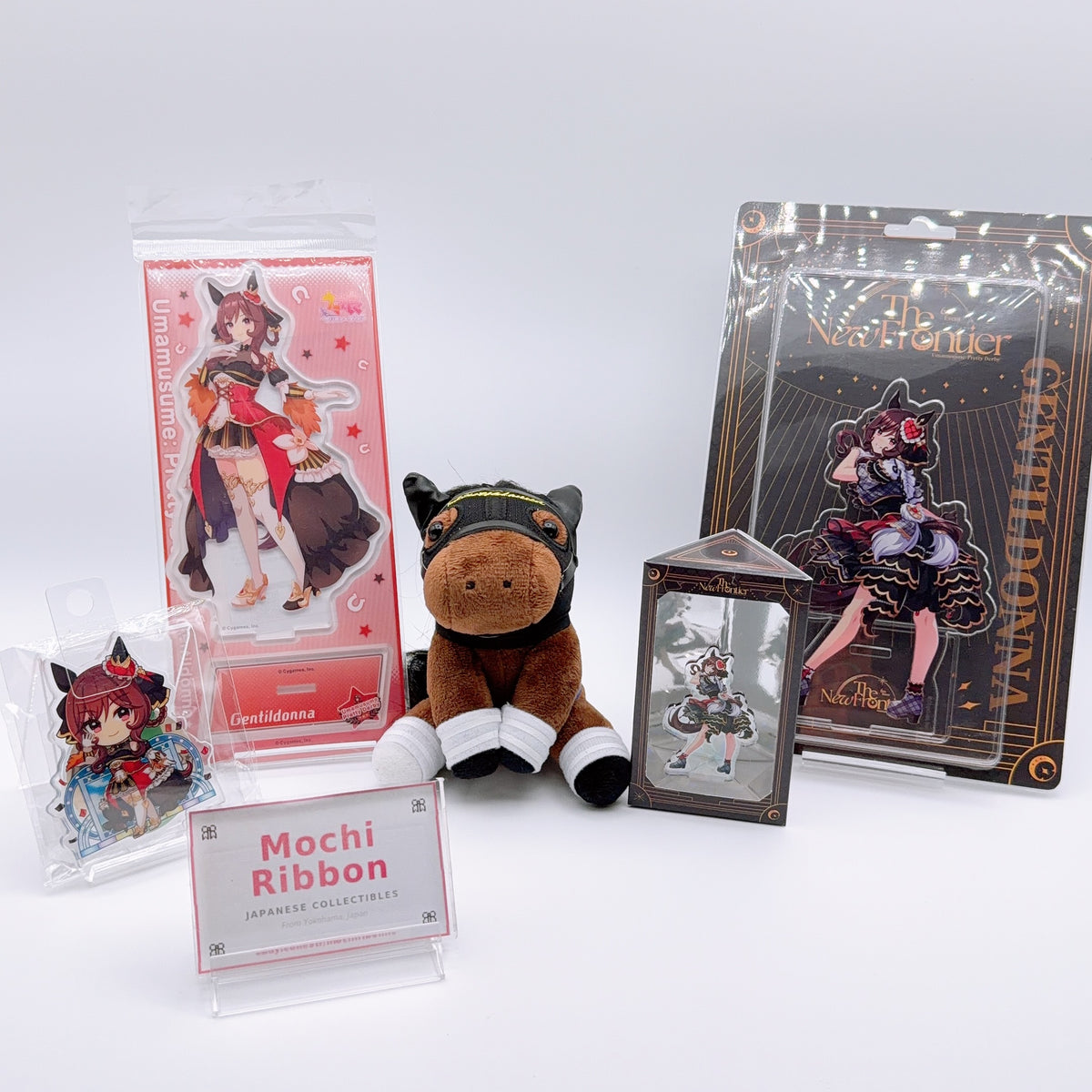 Gentildonna 5-Item Set - 4 Acrylic Stands (Trailblazer Bash! Ver. & More) & Idol Horse Plush Mascot (New) - Umamusume Pretty Derby