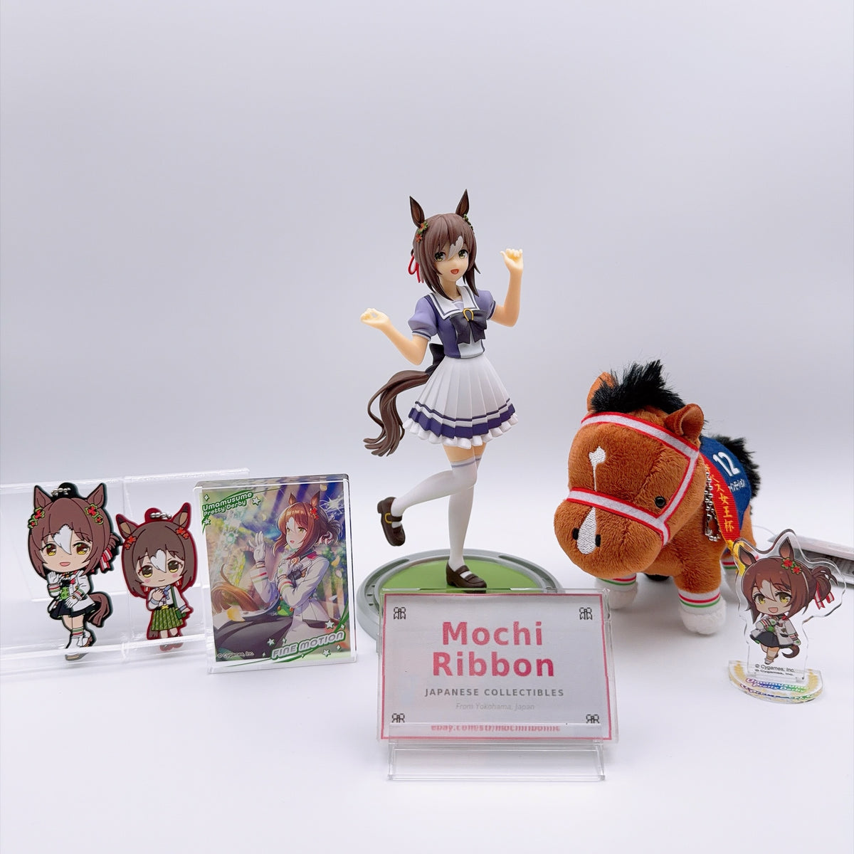 Fine Motion 6-Item Set - Figure, Racehorse Plush, Acrylic Block, Acrylic Stand & Rubber Mascots (Used) - Umamusume Pretty Derby