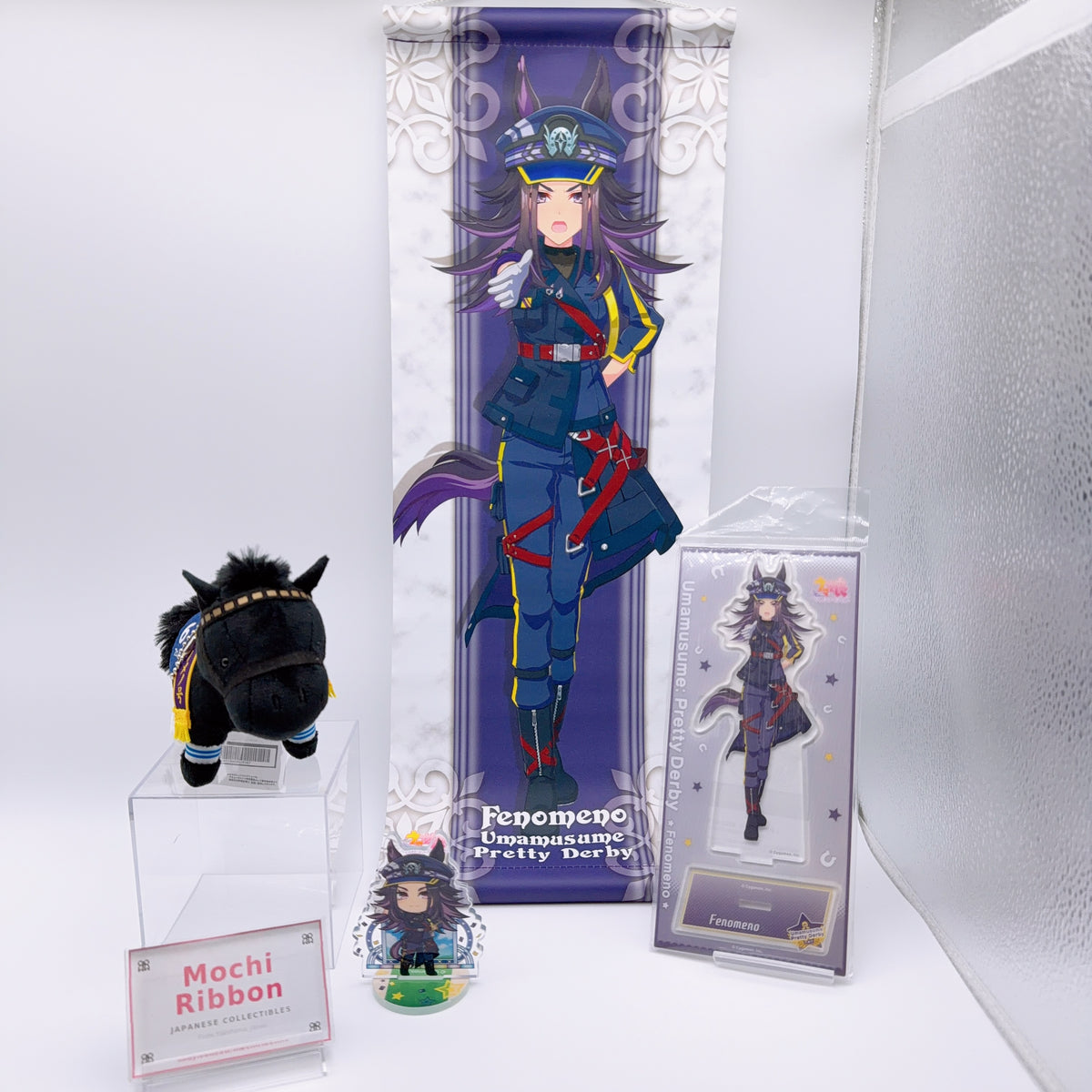 Fenomeno 4-Item Set - Mini Tapestry, Acrylic Stands & Racehorse Plush Mascot - Umamusume Pretty Derby