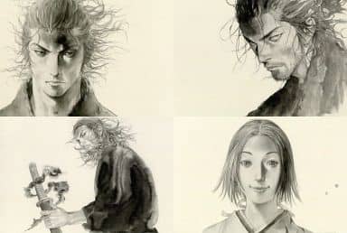 Vagabond Postcard Set of 4 - Takehiko Inoue Last Manga Exhibition Goods, Musashi and Otsu (Pre-owned)