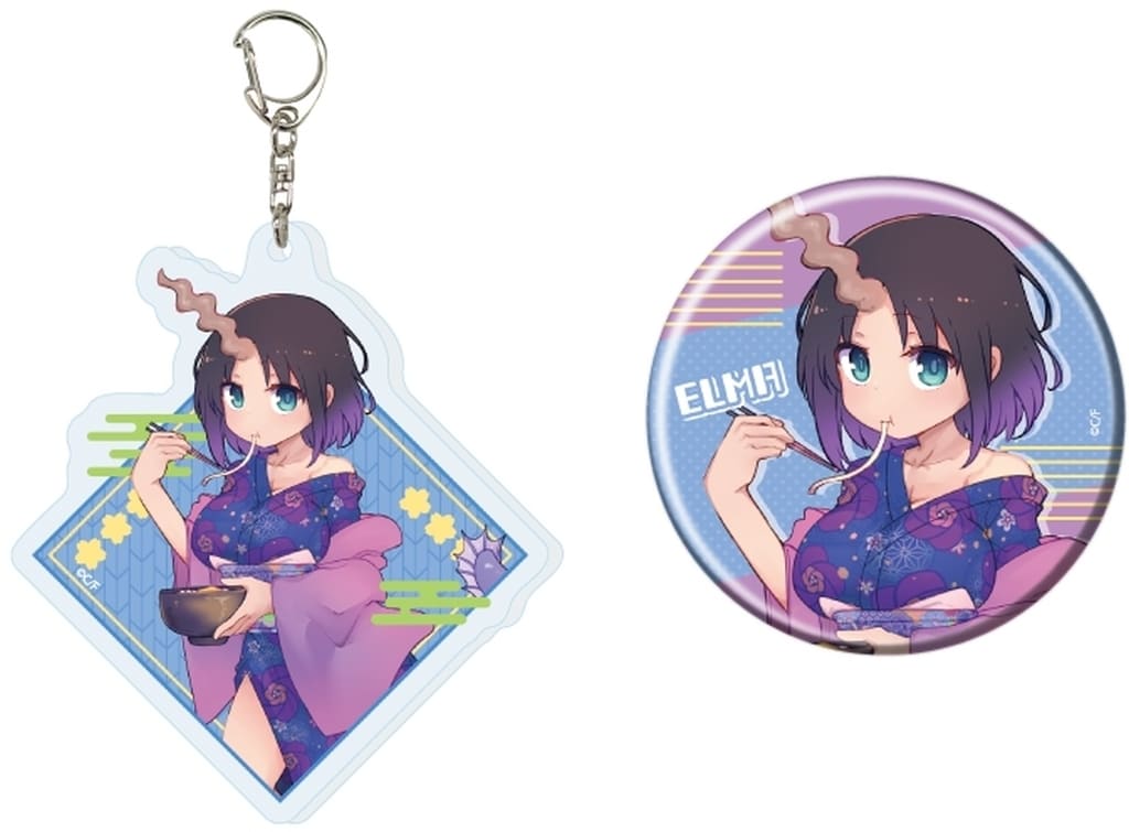 Miss Kobayashi's Dragon Maid Elma (Kimono Ver.) Acrylic Keychain & Can Badge 2-Piece Set - A3