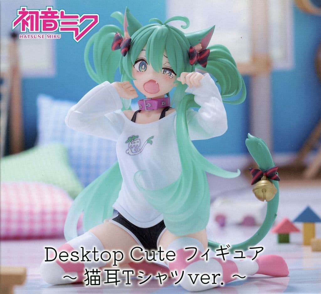 Hatsune Miku Desktop Cute Figure Cat Ear T-Shirt Ver. 13cm Character Vocal Series 01 Hatsune Miku - Taito