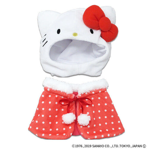 Sanrio Characters Hello Kitty Plush Costume (M) Poncho & Hood Set for Plush Toys - Naito Design Lab