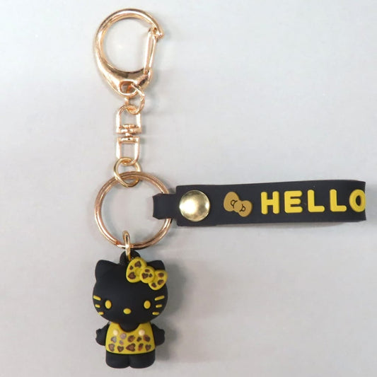 Sanrio Characters Hello Kitty Leopard Print Black/Brown Mascot Keychain - Kei Company