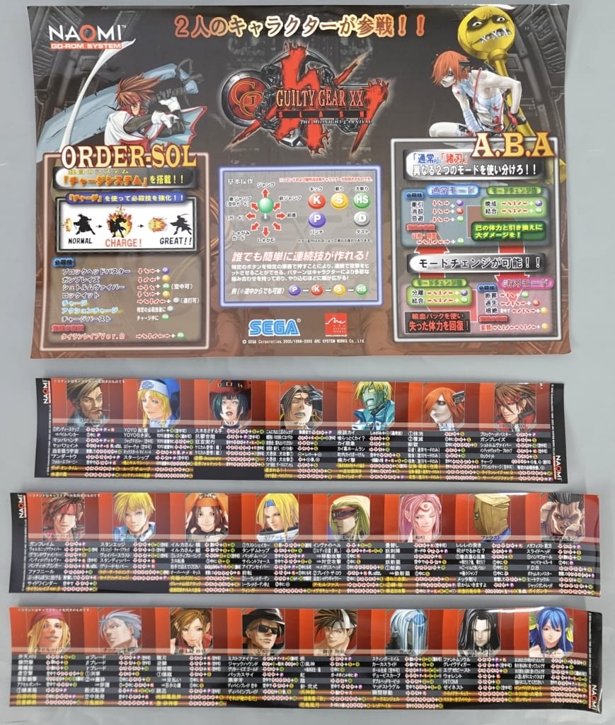 Guilty Gear XX Slash Arcade Game Instruction Card Set