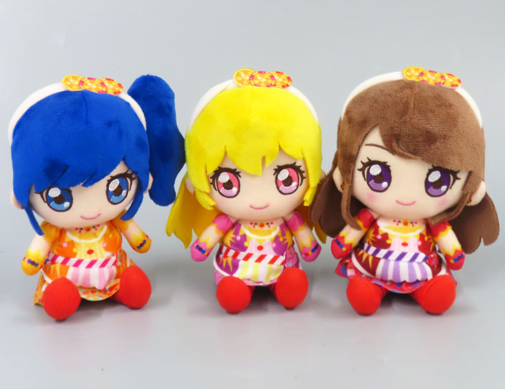 Aikatsu! Soleil ver.2 Unit Chibi Plush Set Hoshimiya Ichigo, Kiriya Aoi, Shibuki Ran Plush Set - Bandai