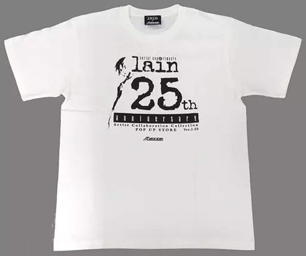 Serial Experiments Lain 25th Pop-Up Logo T-Shirt, White, M