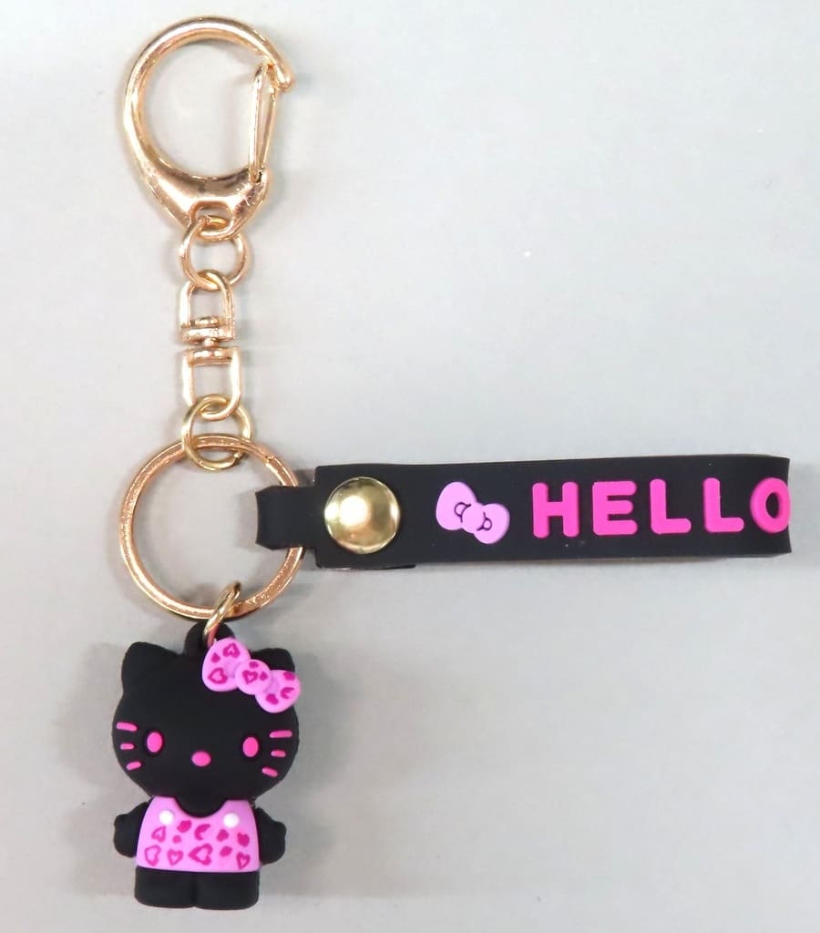 Sanrio Characters Hello Kitty Leopard Print Black/Pink Mascot Keychain - Kei Company